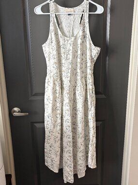 white floral drop waist dress